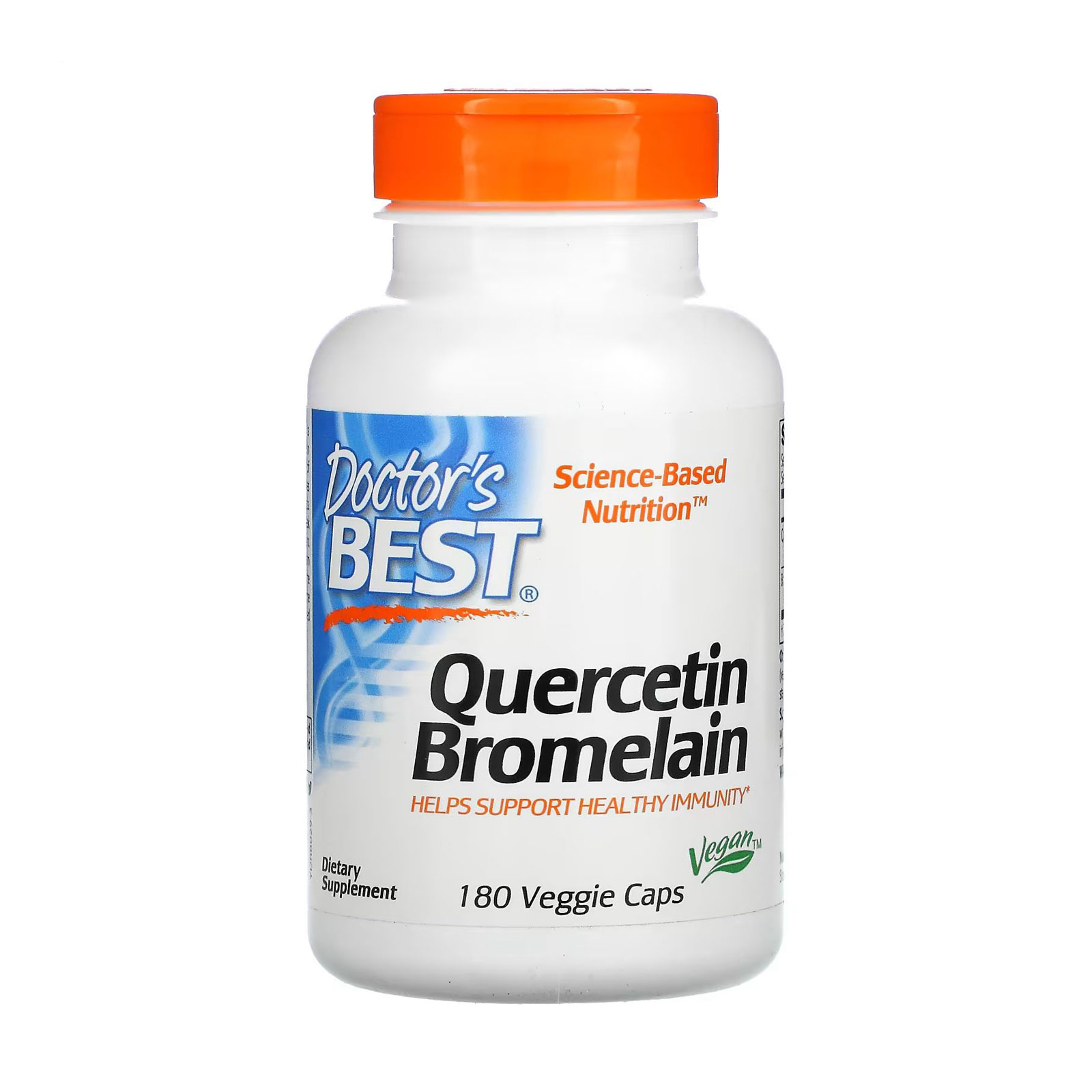 Кверцетин та бромелайн Doctor's Best Quercetin Bromelain, 180 рослинних капсул